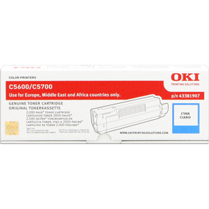 Oki C5600 Toner Cyan Original 43381907