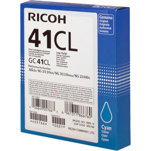 Ricoh 405766 Cartouche de Gel  Cyan Original GC41CL