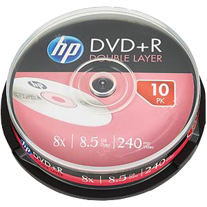 HP DVD+R DL 8.5GB/240Min/8x Cakebox (10 Disc) Accessoires informatiques  Original DRE00060