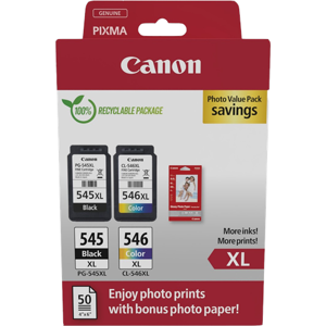 Canon + 10x15 cm Fotopapier 50 Blatt Value Pack Noir(e) / Plusieurs couleurs Original PG-545XL + CL-546XL