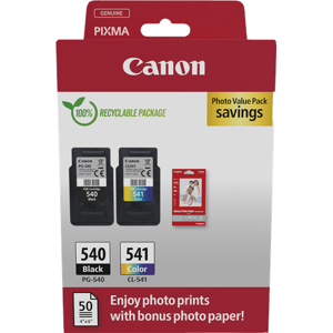 Canon + 10x15 cm Fotopapier 50 Blatt Value Pack Noir(e) / Plusieurs couleurs / Blanc Original PG-540+CL-541