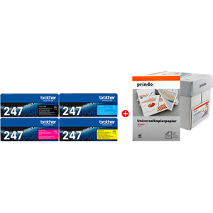 Brother + Prindo Universal Papier 2500 Blatt Value Pack Noir(e) / Cyan / Magenta / Jaune Original TN-247 MCVP 01