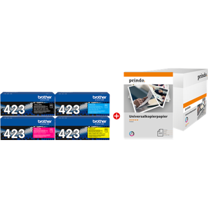 Brother + Prindo Universal Papier 2500 Blatt Value Pack Noir(e) / Cyan / Magenta / Jaune Original TN-423 MCVP