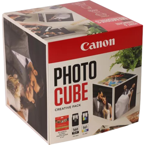 Canon + 13x13 cm Fotopapier 40 Blatt Value Pack Noir(e) / Plusieurs couleurs Original PG-560+CL-561 Photo Cube Creative Pack