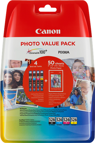 Canon 4540B017 Value Pack Noir(e) / Cyan / Magenta / Jaune Original CLI-526 Photo Value Pack