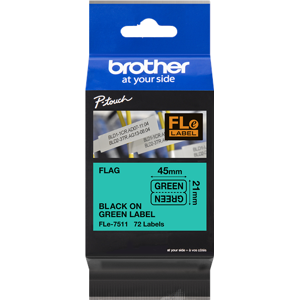 Brother Etiquettes Noir sur vert Original FLe-7511