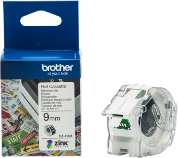 Brother 9 mm Etiquettes Violet / Blanc Original CZ-1001 Brother 9 mm Etiquettes Violet / Blanc Original CZ-1001