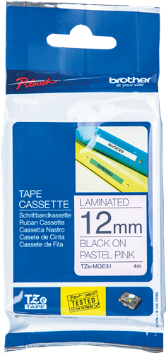 Brother TZ-MQE31 Ruban noir sur rose pastel Original TZe-MQE31 Brother TZ-MQE31 Ruban noir sur rose pastel Original TZe-MQE31
