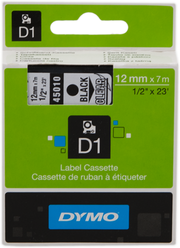 Dymo 45010 Ruban Noir sur incoloré Original S0720500 Dymo 45010 Ruban Noir sur incoloré Original S0720500