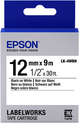 Epson C53S654021 Ruban Noir sur blanc Original LK-4WBN