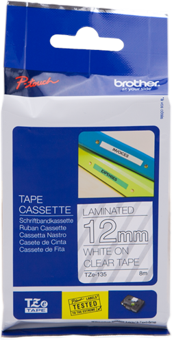 Brother TZ-135 Ruban blanc sur incoloré Original TZe-135 Brother TZ-135 Ruban blanc sur incoloré Original TZe-135