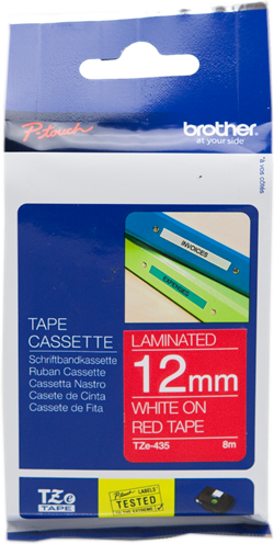 Brother TZ-435 Ruban Blanc sur rouge Original TZe-435 Brother TZ-435 Ruban Blanc sur rouge Original TZe-435