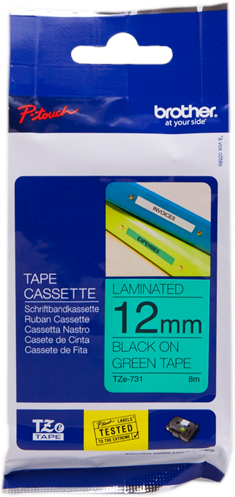 Brother TZ-731 Ruban Noir sur vert Original TZe-731 Brother TZ-731 Ruban Noir sur vert Original TZe-731