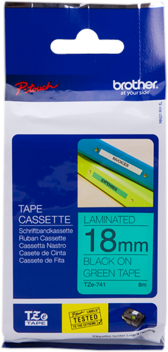Brother TZ-741 Ruban Noir sur vert Original TZe-741 Brother TZ-741 Ruban Noir sur vert Original TZe-741