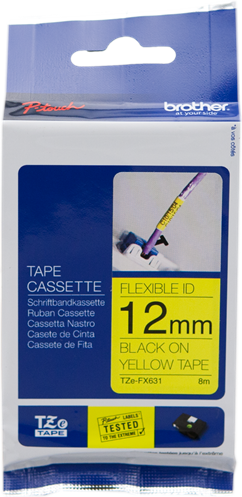 Brother TZ-FX631 Ruban Noir sur jaune Original TZe-FX631 Brother TZ-FX631 Ruban Noir sur jaune Original TZe-FX631