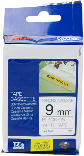 Brother TZ-S221 Ruban Noir sur blanc Original TZe-S221 Brother TZ-S221 Ruban Noir sur blanc Original TZe-S221