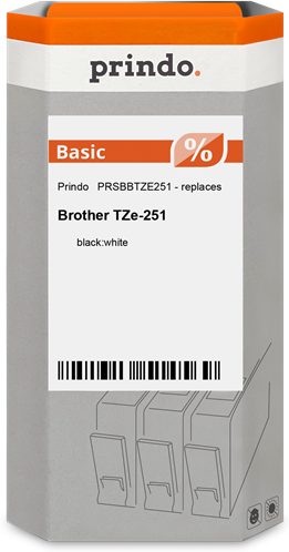 Prindo TZ-251 Ruban Noir sur blanc Original PRSBBTZE251 Prindo TZ-251 Ruban Noir sur blanc Original PRSBBTZE251