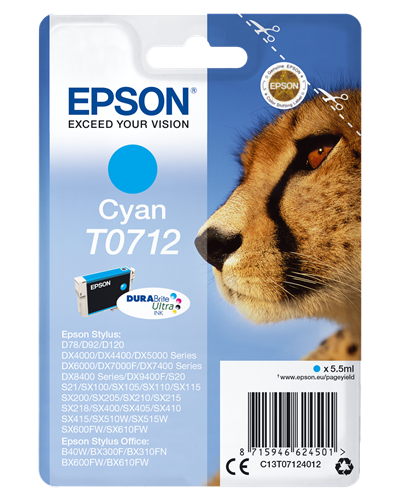 Epson T0712 Cartouche d'encre Cyan Original C13T07124012