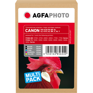 Agfa Photo PGI-570 PGBK XL+CLI-571XLBK,C,M,Y Multipack Noir(e) / Cyan / Magenta / Jaune / Noir (photo) Original APCCLI571XLSET