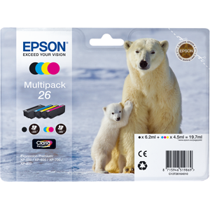 Epson 26 Multipack Noir(e) / Cyan / Magenta / Jaune Original C13T26164010