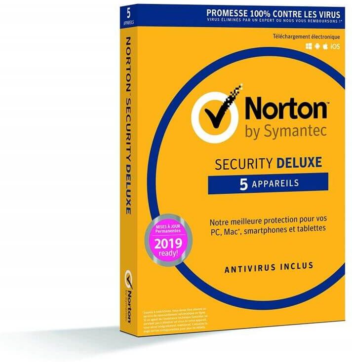 Symantec Norton Security Deluxe 2020 - 5 Postes - 1 An Symantec Norton Security Deluxe 2020 - 5 Postes - 1 An
