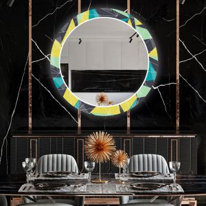 Artforma Miroir Décoratif Rond Avec Éclairage LED Pour La Salle À Manger - Abstract Geometric 50x50 - Publicité
