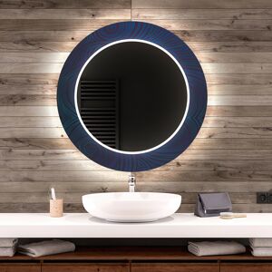 Artforma Miroir Décoratif Rond Avec Éclairage Led Pour La Salle De Bain - Blue Drawing 50x50 - Publicité
