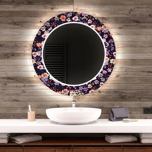 Artforma Miroir Décoratif Rond Avec Éclairage Led Pour La Salle De Bain - Elegant Flowers 50x50 - Publicité
