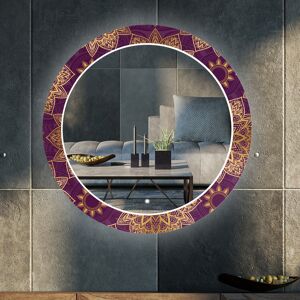 Artforma Miroir Décoratif Rond Avec Rétroéclairage LED Pour Le Salon - Gold Mandala 50x50 - Publicité