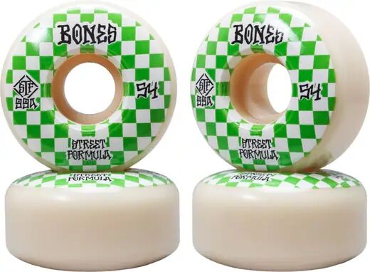 Bones Roues Skate Bones STF V3 Slims Pack de 4 (54mm - Blanc/Vert) Bones Roues Skate Bones STF V3 Slims Pack de 4 (54mm - Blanc/Vert)
