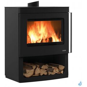 Poele a bois Palazzetti Nicole Twister Flue avec reserve a bois Puissance 9.1kW Sortie Fumee Superieure