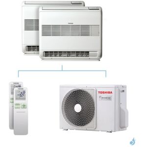 Climatisation bi-split Toshiba Console double-flux J2 - 5.2kW taille 13 + 13 - RAS-B13/13J2FVG-E + RAS-2M18U2AVG-E