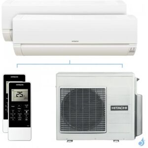 Climatiseur Bi Split HITACHI Dodai 2 5.3kW Tailles 2.5 + 3.5 RAK-25/35REF + RAM-53NE2F Mural PAC air-air Inverter