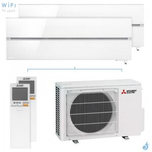 Mitsubishi Electric Climatiseur bi split Mitsubishi MSZ-LN Blanc MXZ-2F53VF4 5.3kW tailles 25 + 25 MSZ-LN25VG2V + MSZ-LN25VG2V Design de Luxe WiFi