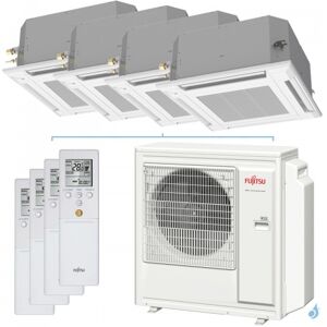 Quadri split FUJITSU KVLA AOYG30KBTA4 8kW tailles 20 + 20 + 20 + 20 Cassette Compact AUXG07KVLA (x4)