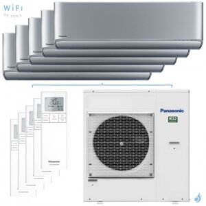 Penta split Etherea Argent CU-5Z90TBE 9kW tailles 20 + 25+ 25 + 25 + 35 Panasonic CS-XZ20ZKEW + CS-XZ25ZKEW (x3) + CS-XZ35ZKEW