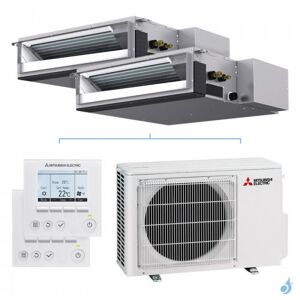 Mitsubishi Electric Climatiseur bi split Mitsubishi gainable MXZ-2F53VF4 5.3kW tailles 25 + 25 SEZ-M25DA2 + SEZ-M25DA2 avec commande PAR-41MAA