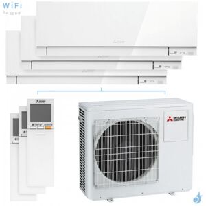 Mitsubishi Electric Tri split Mitsubishi MSZ-EF Blanc MXZ-3F68VF4 6.8kW tailles 25 + 25 + 35 MSZ-EF25VGKW (x2) + MSZ-EF35VGKW Mural Design WiFi