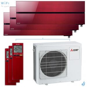 Mitsubishi Electric Tri split Mitsubishi MSZ-LN Rouge MXZ-3F54VF4 5.4kW tailles 25 + 25 + 25 MSZ-LN25VG2R (x3) Mural Design de Luxe WiFi