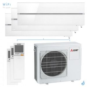 Mitsubishi Electric Tri split Mitsubishi MSZ-LN Blanc MXZ-3F68VF4 6.8kW tailles 25 + 25 + 35 MSZ-LN25VG2V (x2) + MSZ-LN35VG2V Design de Luxe WiFi