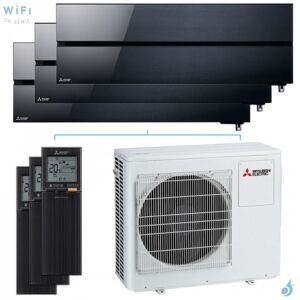 Mitsubishi Electric Tri split Mitsubishi MSZ-LN Noir MXZ-3F68VF4 6.8kW tailles 25 + 25 + 35 MSZ-LN25VG2B (x2) + MSZ-LN35VG2B Design de Luxe WiFi