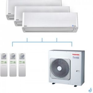 TOSHIBA climatisation tri split mural gaz R32 Super Daiseikai 9 8kW RAS-M13PKVPG-E x3 + RAS-4M27U2AVG-E A++