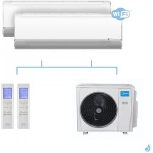 MIDEA climatisation bi split murale Breezeless gaz R32 WiFi MSFAAU-09HRFN8 + MSFAAU-09HRFN8 + M20G-14HFN8-Q 4,1kW A++