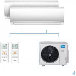 MIDEA climatisation bi split murale Blanc gaz R32 MSMABU-09HRDN8 + MSMABU-09HRDN8 + M20D-18HFN8-Q 5,28kW A++