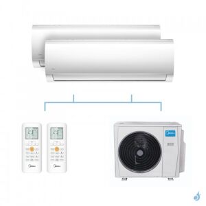 MIDEA climatisation bi split murale Blanc gaz R32 MSMABU-09HRDN8 + MSMACU-18HRFN8 + M50D-42HFN8-Q 12,31kW A++