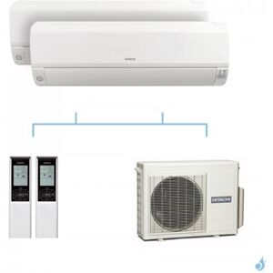 HITACHI climatisation bi split murale Mokai gaz R32 RAK-15QPE + RAK-15QPE + RAM-40NP2E 4kW A+++