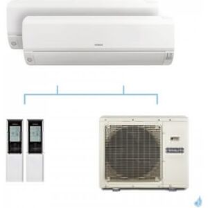 HITACHI climatisation bi split murale Mokai gaz R32 RAK-42RPE + RAK-50RPE + RAM-90NP5E 8,5kW A++