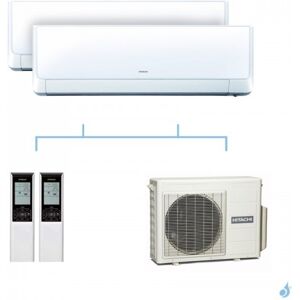 HITACHI climatisation bi split murale Takai gaz R32 RAK-18QXE + RAK-18QXE + RAM-40NP2E 4kW A+++