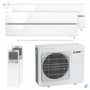 Mitsubishi Electric Bi Split Mitsubishi MSZ-LN 8.0kW taille 5 + 5 MSZ-LN50/50VG2V + MXZ-4F80VF4 Mural Design de Luxe Blanc Perle WiFi