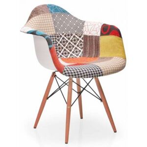 FAUTEUIL SCANDINAVE TISSU PATCHWORK MULTICOLORE